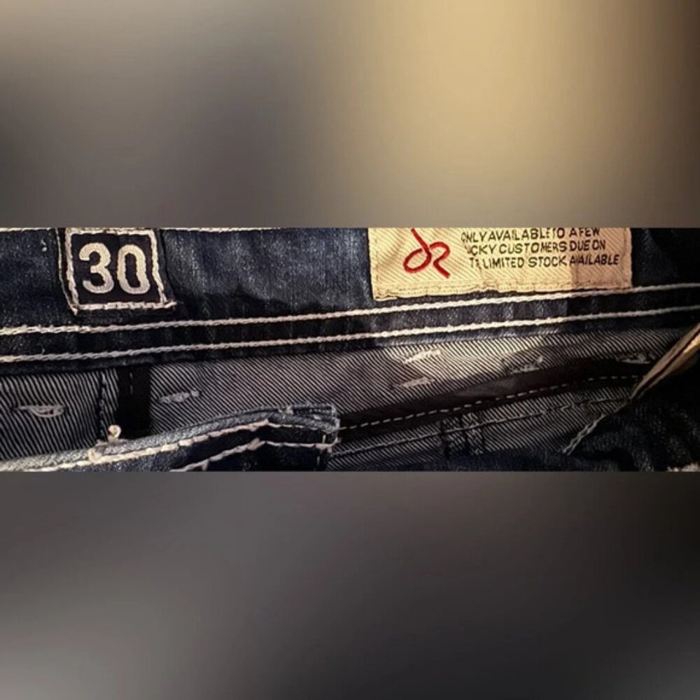 Y2K Jrag  Famous Denim LA Jeans JRW 4406 blue embellished street studded US30 - Picture 9 of 10